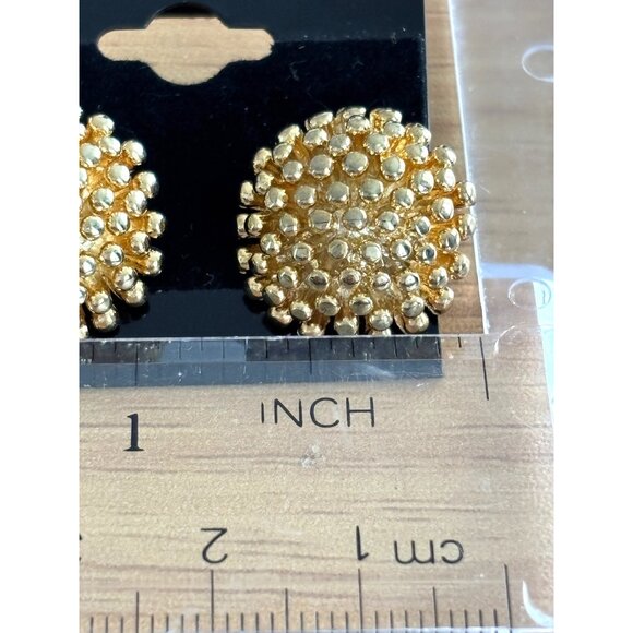 Gold-Toned Cluster Stud Earrings With Faux Pearl Detailing For Women - Picture 6 of 6